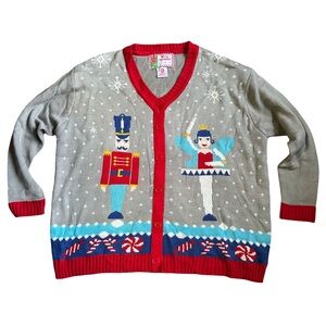 Nutcracker Ballet Christmas Cottagecore Cardigan Sweater Adult‎ Medium NWT